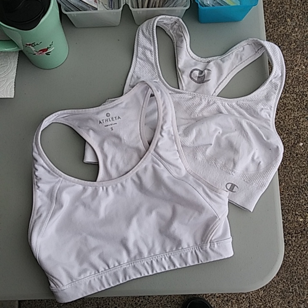 Sports bras, Champion medium, Athleta small, white